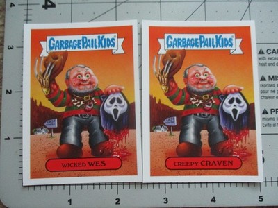 GARBAGE PAIL KIDS Wes Craven 2 STICKER CARD SET horrorible person 10a 10b B