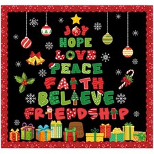 93 PCS Christmas Tree Bulletin Board Set Winter Holiday Paper Cutouts Borders