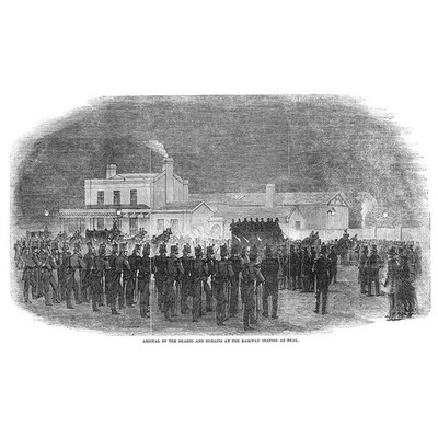 DUKE OF WELLINGTON Arrival of the Hearse at Deal Railway Station old Print 1852