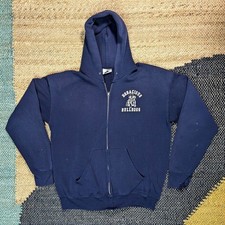 Vintage Lee Bodacious Bulldogs Navy Blue Zip Up Hoodie Made in USA Mens Large