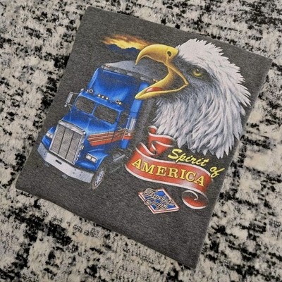 Vtg 80s 3D Emblem Truckers Only T-Shirt Spirit of America 2XL