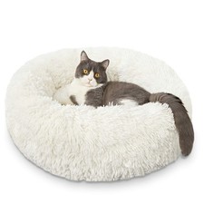 HACHIKITTY Calming Donut Cuddler Dog Bed, Round Fluffy Pet Bed for Small Dogs...