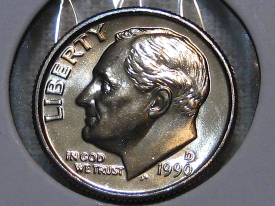 1990-D "FB/FT" FULL BAND/TORCH BU GEM ROOSEVELT DIME MUST SEE TO BELIEVE L@@K - Image 4 of 4