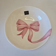 PINK BOW Stunning 10.25” Serving Bowl NEW Made in Italy EFFETTI Hand Made