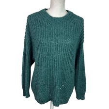 American Eagle Women's M Crew Sweater Teal Blue Soft Oversized EUC
