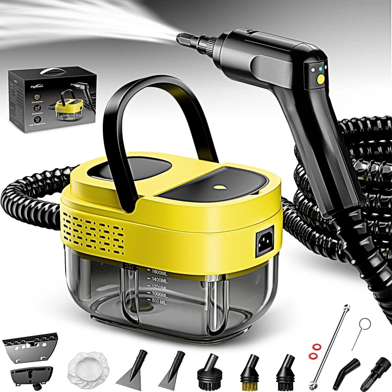 2500W Steam Cleaner, 15s Fast Heat-Up, 1.6L Tank, Handheld Steamer