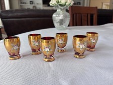 Vintage Czech Ruby Flash & Gold Cordial Glasses – Set of 6