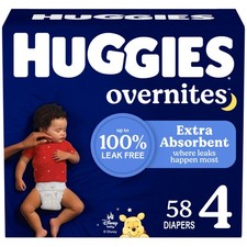 Huggies Overnites Size 4 Overnight Diapers 22-37 lbs , 58 Ct, Packaging May Var