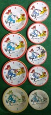 1978 Bobbs Merrill 9 RAGGEDY ANN and Arthur VTG Tin Litho Plates Doll Tea Set