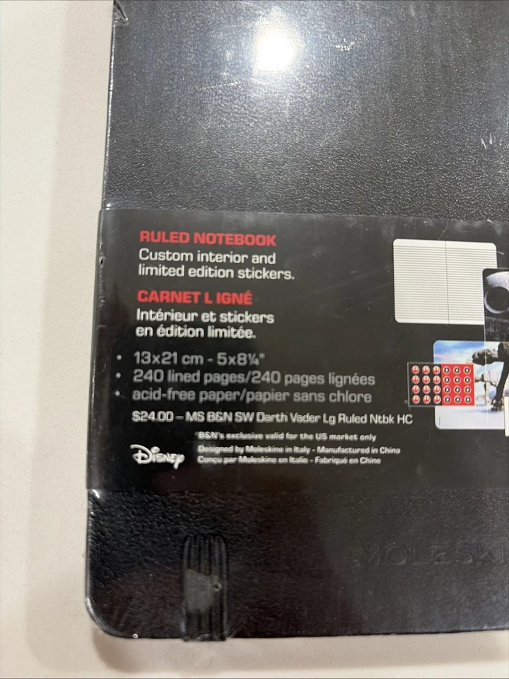 Star Wars Moleskine Darth Vader Ruled Notebook 5x8.25” New! Sealed! - Image 4 of 4