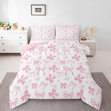 Erosebridal Pink Bow Bedding Set For Girlscute Kawaii Bowknot Comforter Set