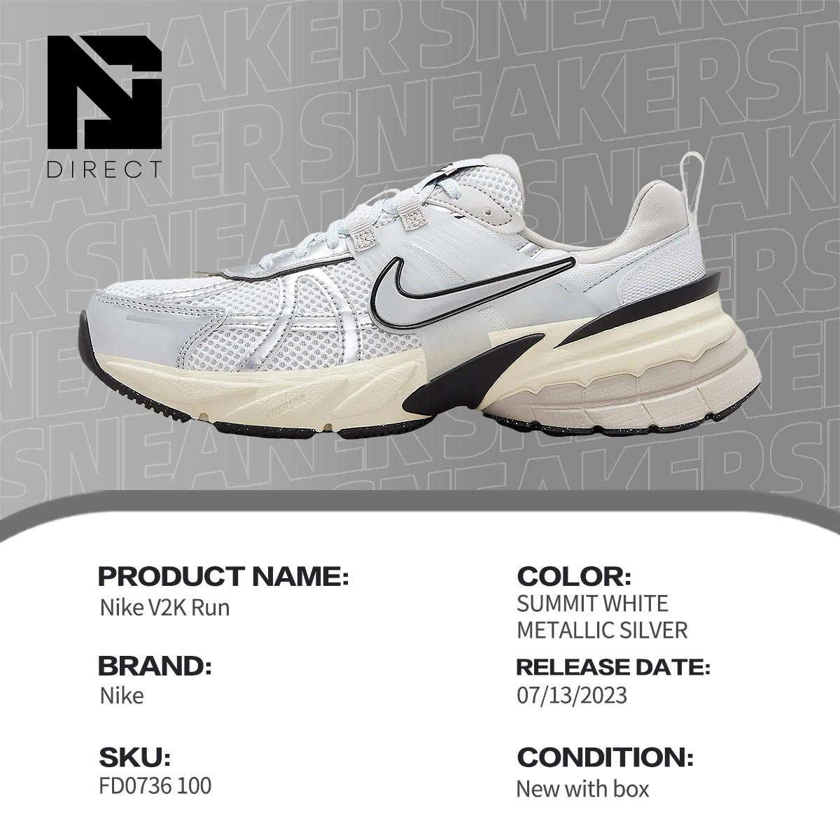 Nike V2K Run Summit White Metallic Silver (Women's) FD0736 100