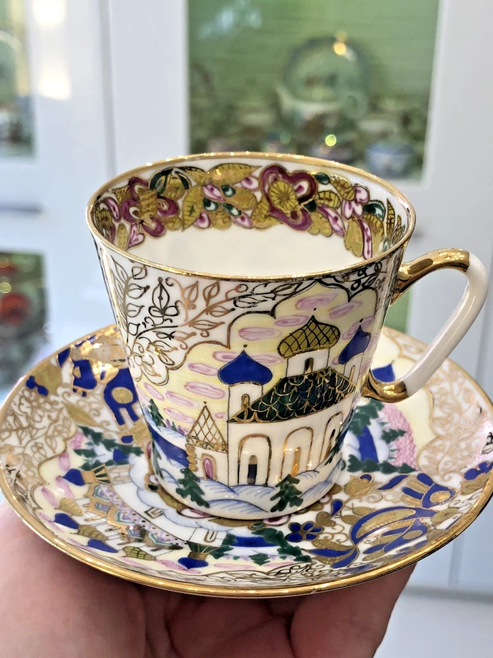 Lomonosov Knochen  Porzellan Espresso Tasse „Russia“A.Worobjewskij, RAR - Bild 3 von 4