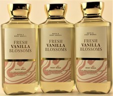 QTY 3 Bath  Body Works FRESH VANILLA BLOSSOMS Body Wash Shower Gel Shampoo 10oz