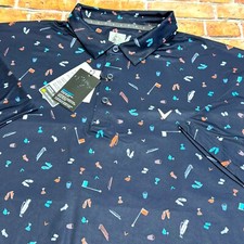 Callaway Mens 2XL Opti-Dri Allover Print Essentials Print Golf Polo In Dark Blue
