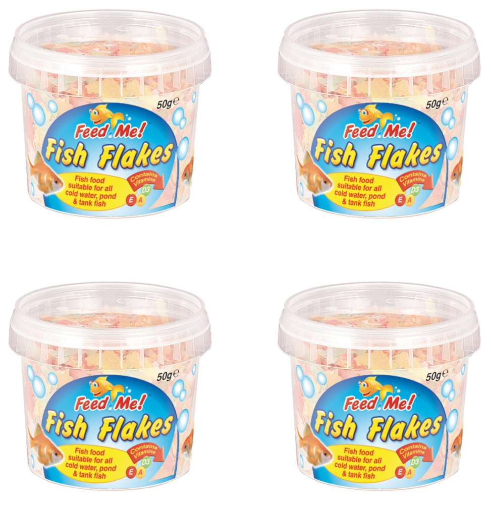 4x Feed Me Fish Flakes Food Vitamins Growth Energy Cold Water Pond Tank Goldfish