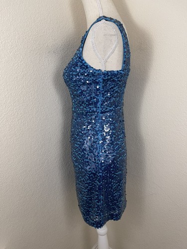 Marc Jacobs Women’s Size 2 Blue Sequin Sparkly Sheath Short Dress zip formal - Picture 5 of 12