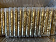 10 Gold Flake Large Vials... 5mil. 3.5” Stand able Test Tubes.  BEST DEAL !!