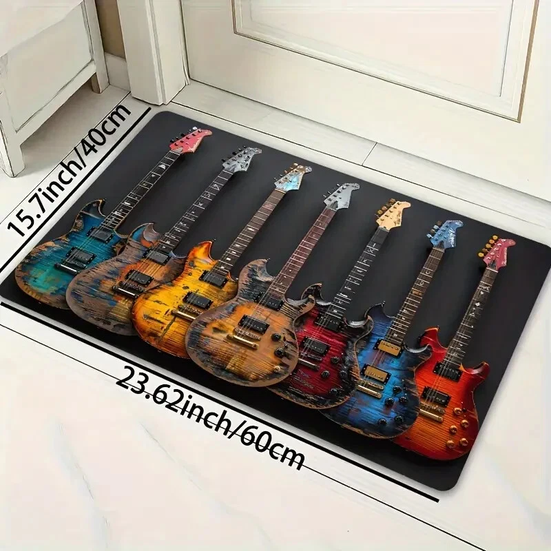 Alfombrilla para puerta de guitarra Musical Seven interior-exterior - diseño rectangular de 15" X 24" Foto 3 de 4