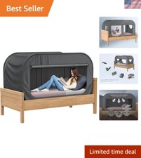 Modern Black Twin Bed Tent - Collapsible Canopy for Sleep, Study & Play