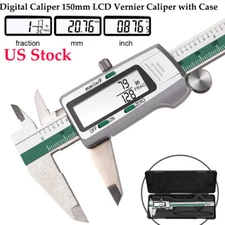 0–6" Digital Display LCD Vernier Caliper Fraction/MM/Inch High Precision w/ Case