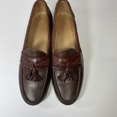 Allen Edmonds Maxfield Men Tassel Loafers 10.5 B Brown Leather Braided Made‎ USA Allen Edmonds Maxfield Brown Braided Tassel Loafers Shoes  main image 4
