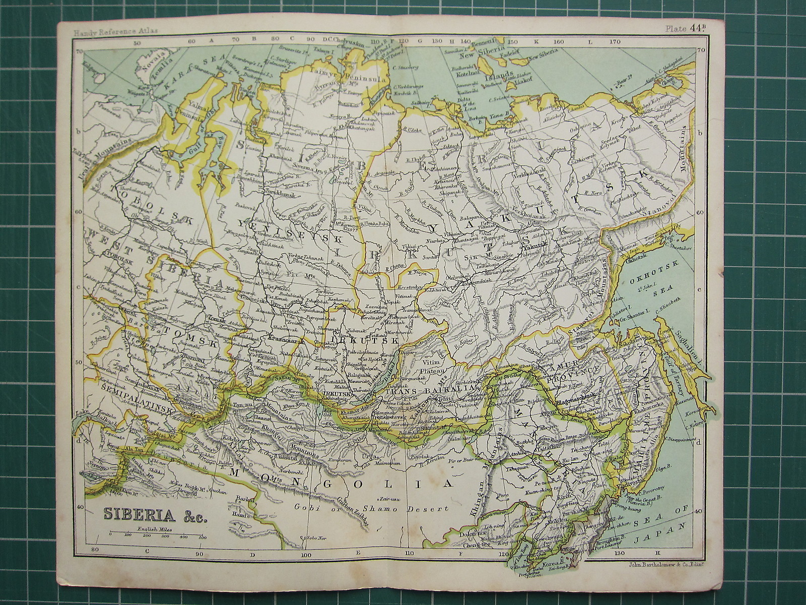 1904 SMALL MAP ~ SIBERIA ~ YENISEISK YAKUTSK IRKUTSK TRANS-BAIKALIA ...