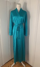 Vintage Vanity Fair Robe Teal Size M Snap  Tie Closure Belted