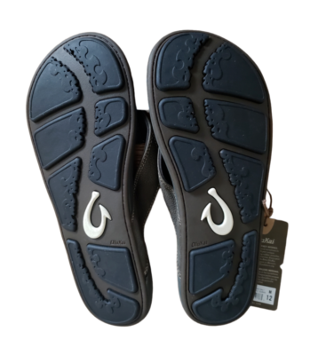 OluKai Nui Men’s Flip Flop Sandals Full Grain Leather Gray Size 12 NEW OluKai Nui Men main image 2