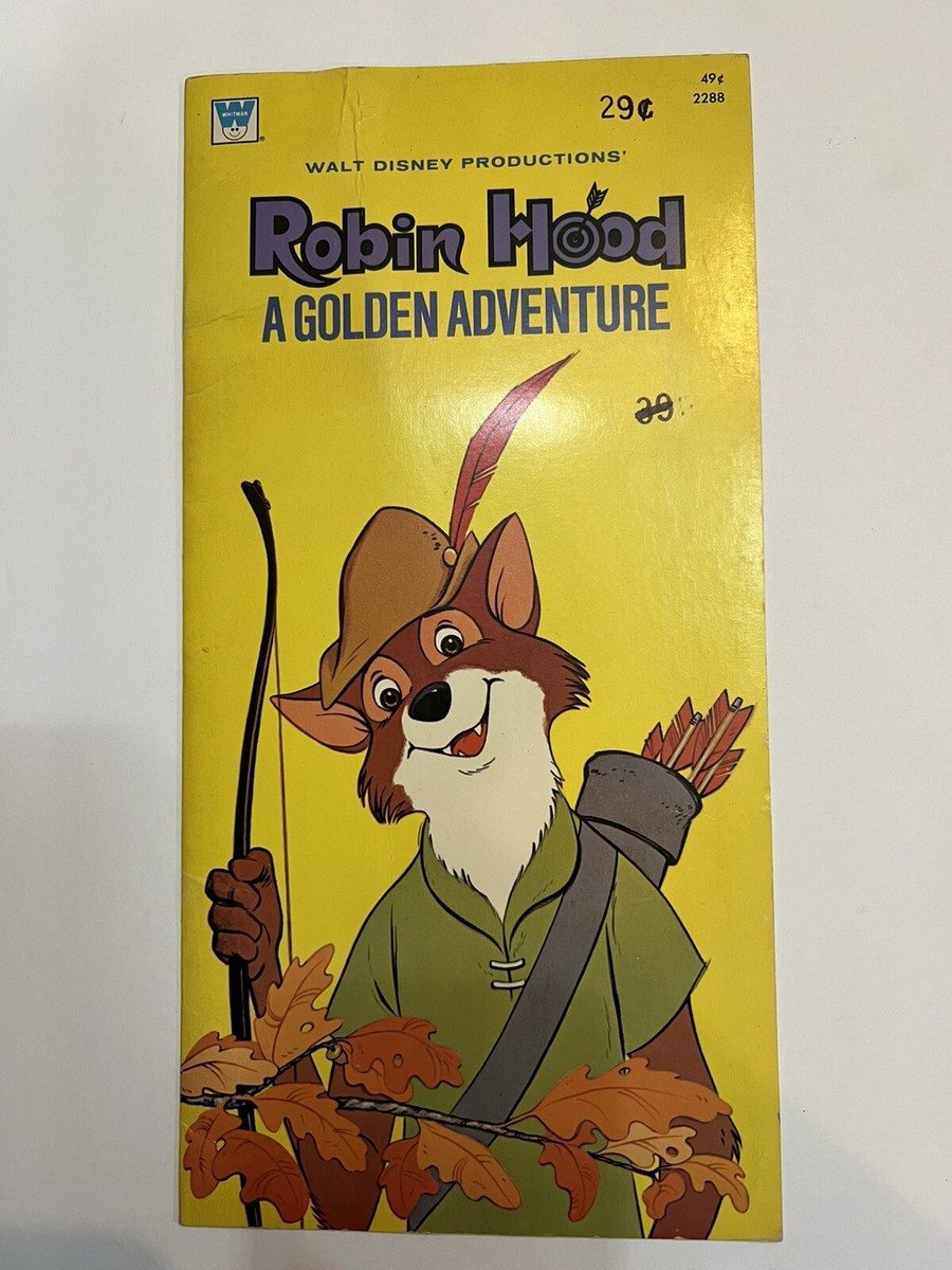 RARE Vintage 14-inch tall Disney's Robin Hood A Golden Adventure Book 1973