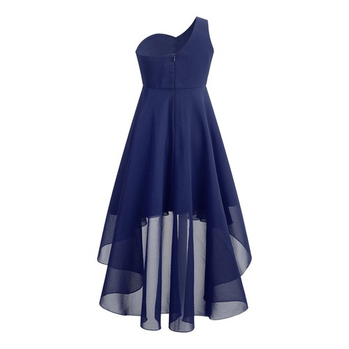 UK Kids Girls Dresses Chiffon One Shoulder Party Dress Prom Evening Ball Gown - Picture 18 of 56