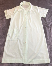 Vintage 60's Katz House Coat Sleep Gown Women's Lace Trim Green Size M