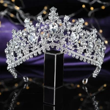 Silver Crystal Crown Tiara real metal gift birthday diadem birthday bridal