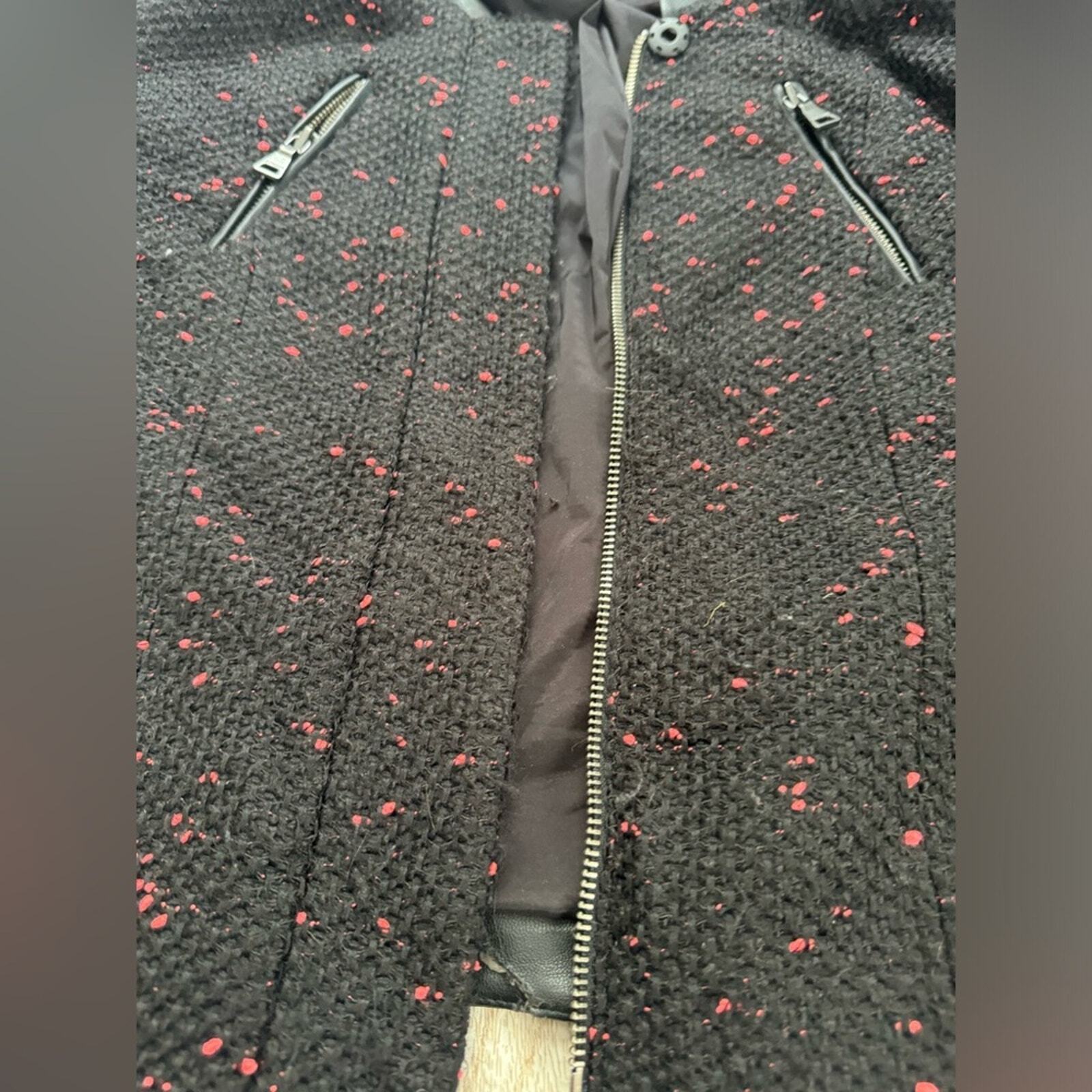 Express Leather Jacket Lined Tweed Motorcycle Lea… - image 11