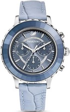 Swarovski 5580600 NEW Women's Watch Octea Lux Chronograph Silver Tone Blue