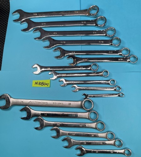 Combination Wrench Set 17pc Chrome Vanadium SAE & Metric Box End 12pt IN1080WJ - Picture 12 of 19