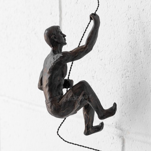 Abseiling Man 18cm Wall Hanging Black Resin Decorative Ornament Figure