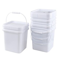 Cand 5 Gal Heavy Duty Plastic Bucket Containers W/ Sealed Lid Food Grade 4-Packs
