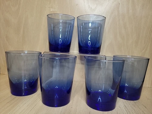 Libbey Cobalt FLARE BLUE MEDITERRANEAN 14 oz Tumblers Glasses Heavy Bottom