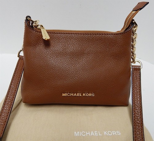 michael kors chestnut brown leather chain small crossbody bag