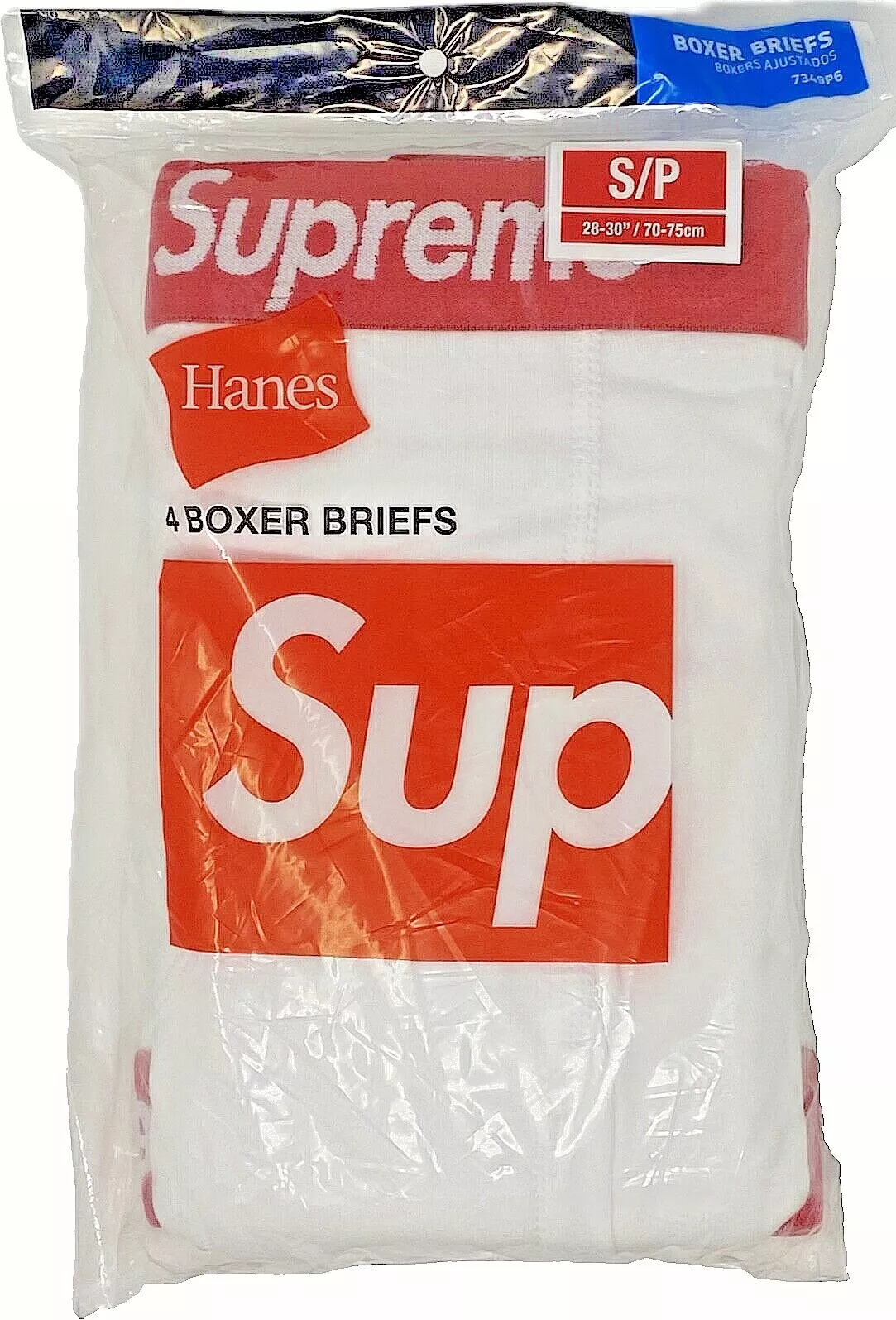 Authentique boxer slip sous vêtement blanc Supreme / Hanes (lot de 4) PETIT / S 28 30