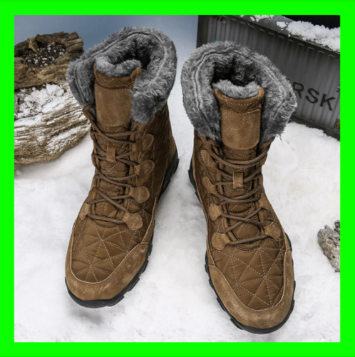 Botas De Piel Para Hombre Zapatos Altos De Invierno Nieve Impermeable -30  Grados | eBay