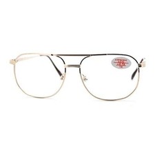 Clear Lens Glasses Bifocal Reading Lens Vintage Square Spring Hinge Gold 2.25