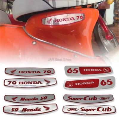 Aufkleber Embleme Benzintank Honda Super Cub C50 65 70 Decal Seitendeckel VIN...
