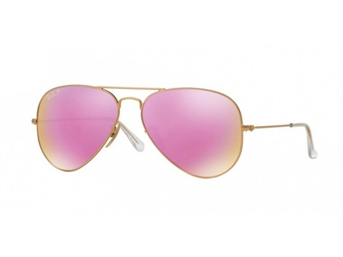 Sunglasses Ray Ban gold RB3025 AVIATOR LARGE METAL fuchsia polarized 112/1Q  | eBay