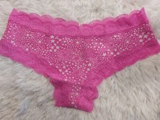 NWT Victoria's Secret PINK Lace Trim Cheekster Underwear Stars Size L A15 