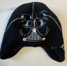 Kids Star Wars Darth Vader Knit Beanie Hat Black Disney M/L 7-10 Yrs