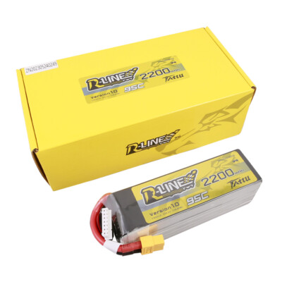 2X Tattu R-Line 22.2V 95C 2200mAh FPV 6S Lipo Battery With XT60