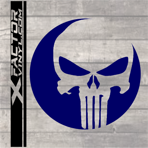 Circular Punishment Skull Vinyl Decal 4 Sizes/14 Colors FREE SHIPPING Harley - Picture 25 of 27