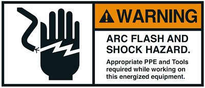 Warnaufkleber ''WARNING ARC FLASH AND SHOCK HAZARD. Appro..''35x80/45x100/70x160mm